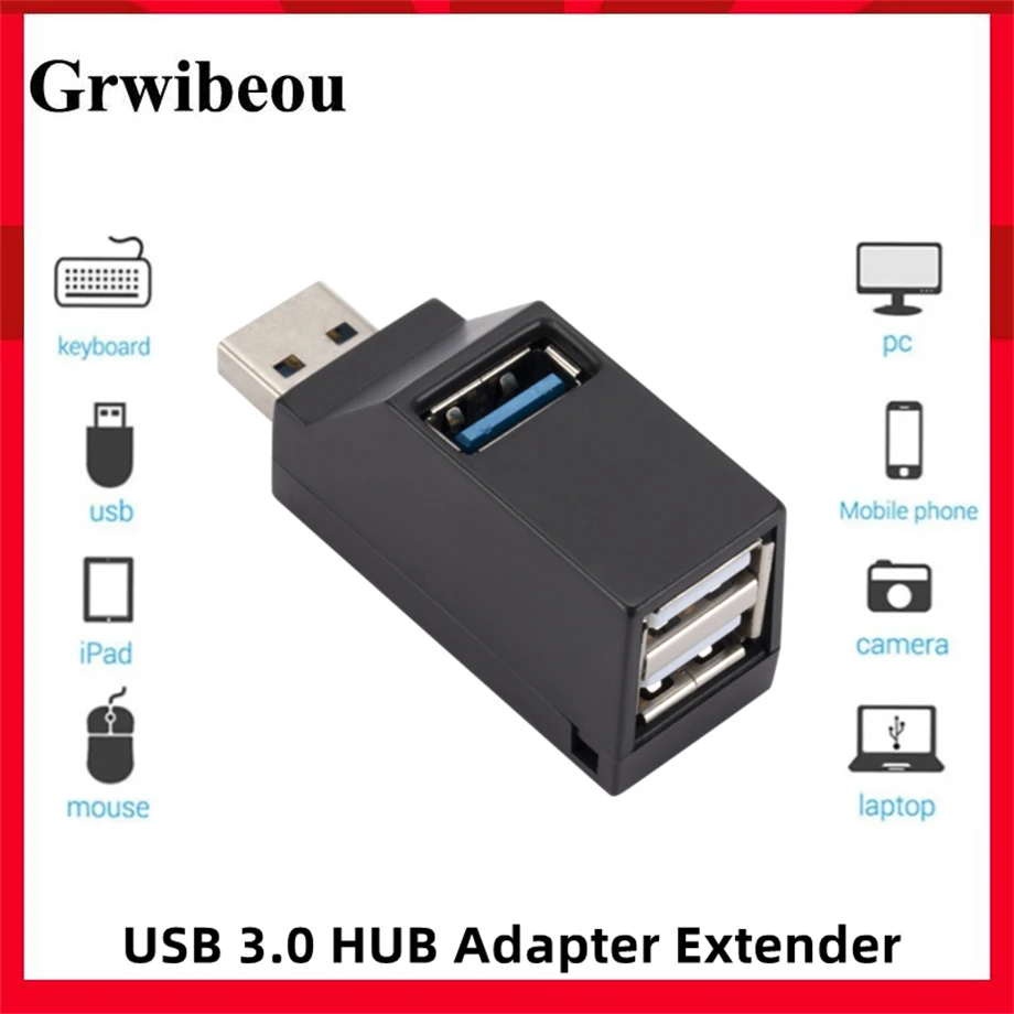 USB 3.0 HUB Adapter Extender Mini Splitter Box 1 to 3 Ports 1