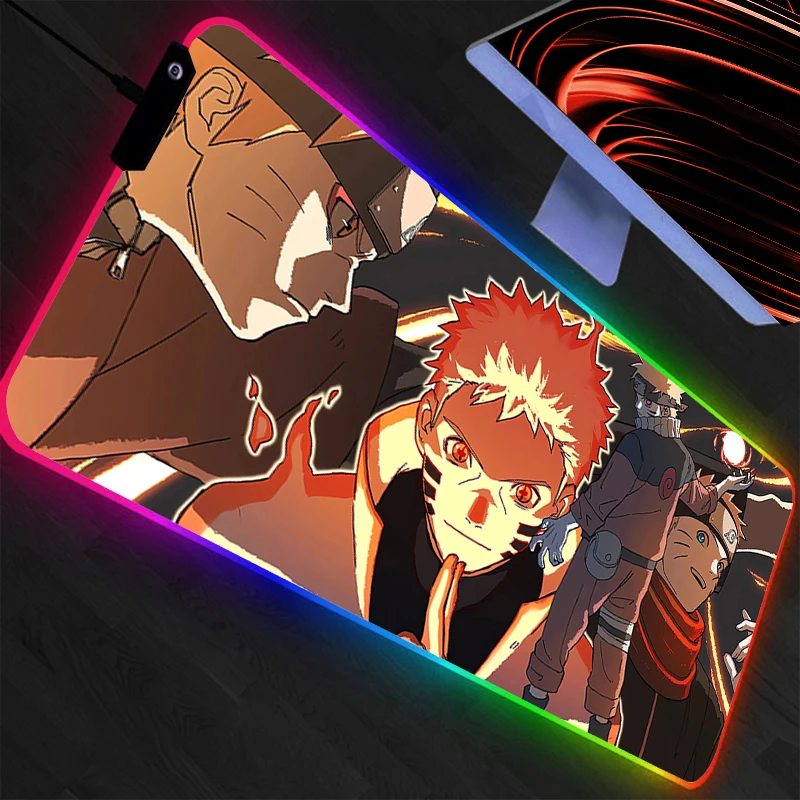 

RGB Mouse Pad NARUTO Lockedge Backlight Gaming Accessories Computer Gamer Keyboard LED Mouse Mat Desk Mousepad Max Anime