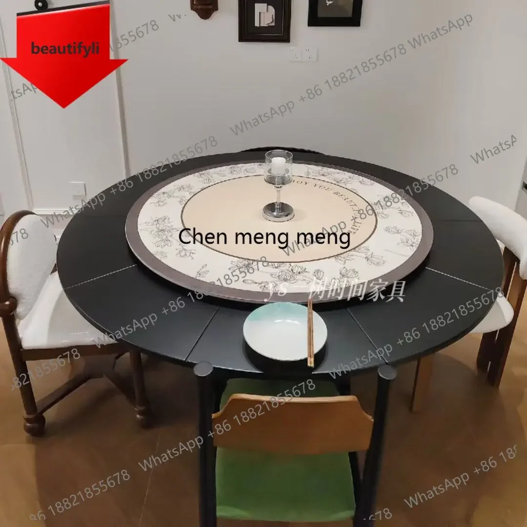 Q181  Retro French small round table rotating and retractable dining table simple deformation dining table solid wood with turnt