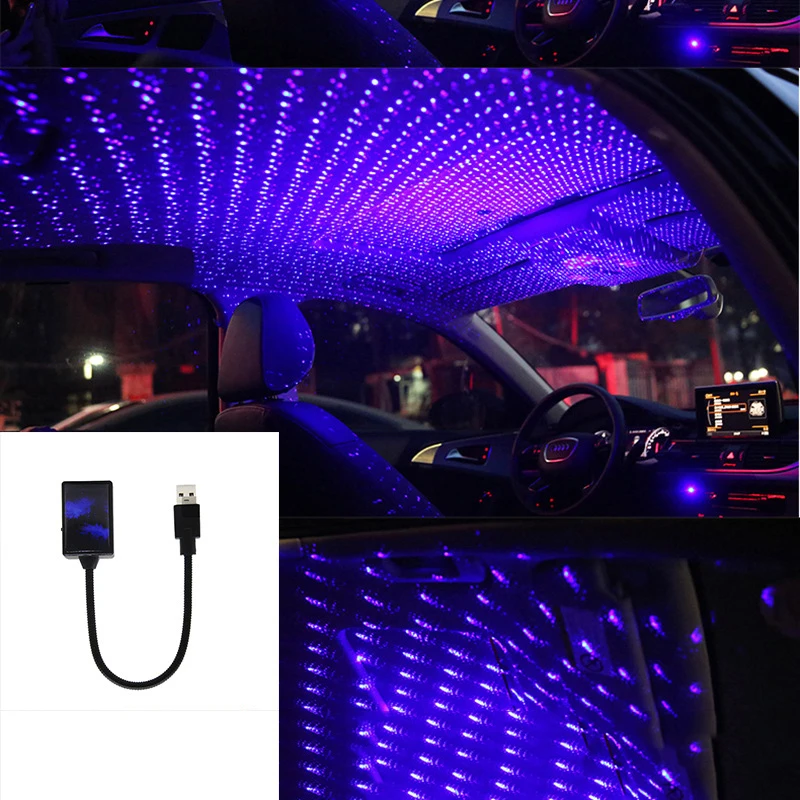 Romantic LED Car Roof Star Night Light Projector Atmosphere USB Galaxy Lamp for Car Home Room Ceiling Decor Plug n Play