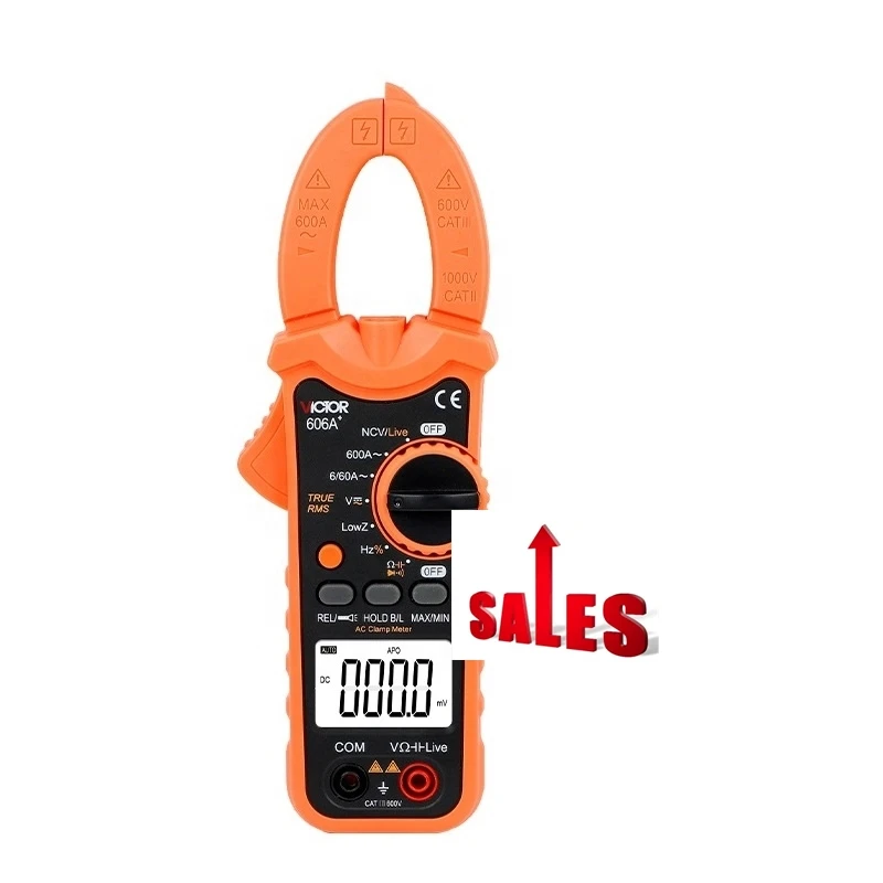 

VICTOR 606A+ True-RMS Digital Clamp Multimeters 5999 Counts Auto Range 35mm Jaw AC/DC 600V 600A Live NCV Measurement