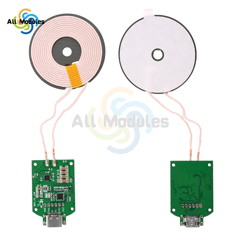 Transmetteur de charge sans fil haute puissance, technologie universelle, entrée DC5V, 9V, 12V, interface de type C, 15W