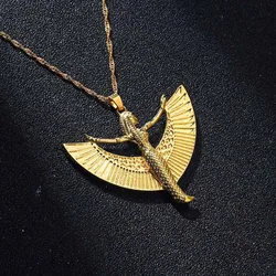 QIAMNI Mythology Egyptian Goddess Isis Wings Pendant Necklace Ancient Egypt God Collar Gift for Women Men Fashion Neck Choker