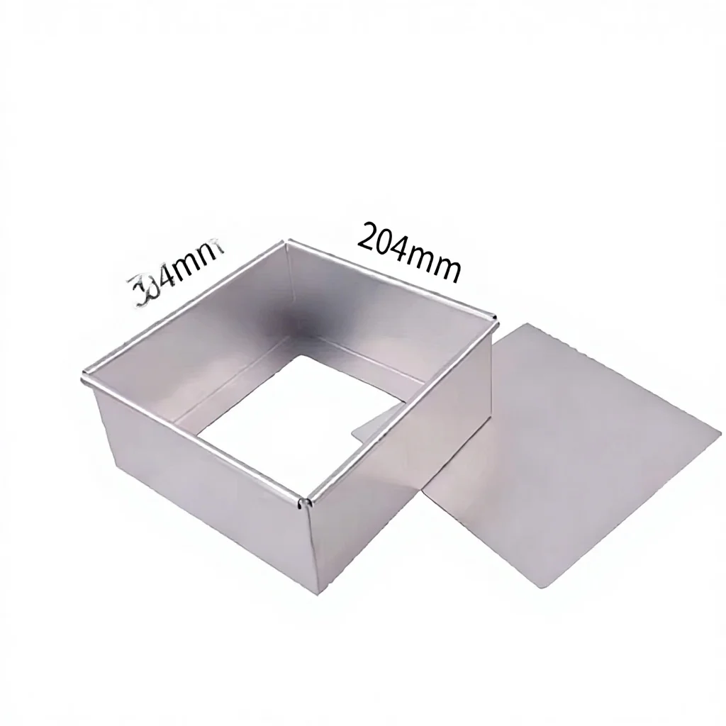 Factory Customizable OEM/ODM 20.4*20.4*7.5cm Aluminum Alloy Removable Anodizing square Cakes, Bread and Toast Baking Moulds Tins
