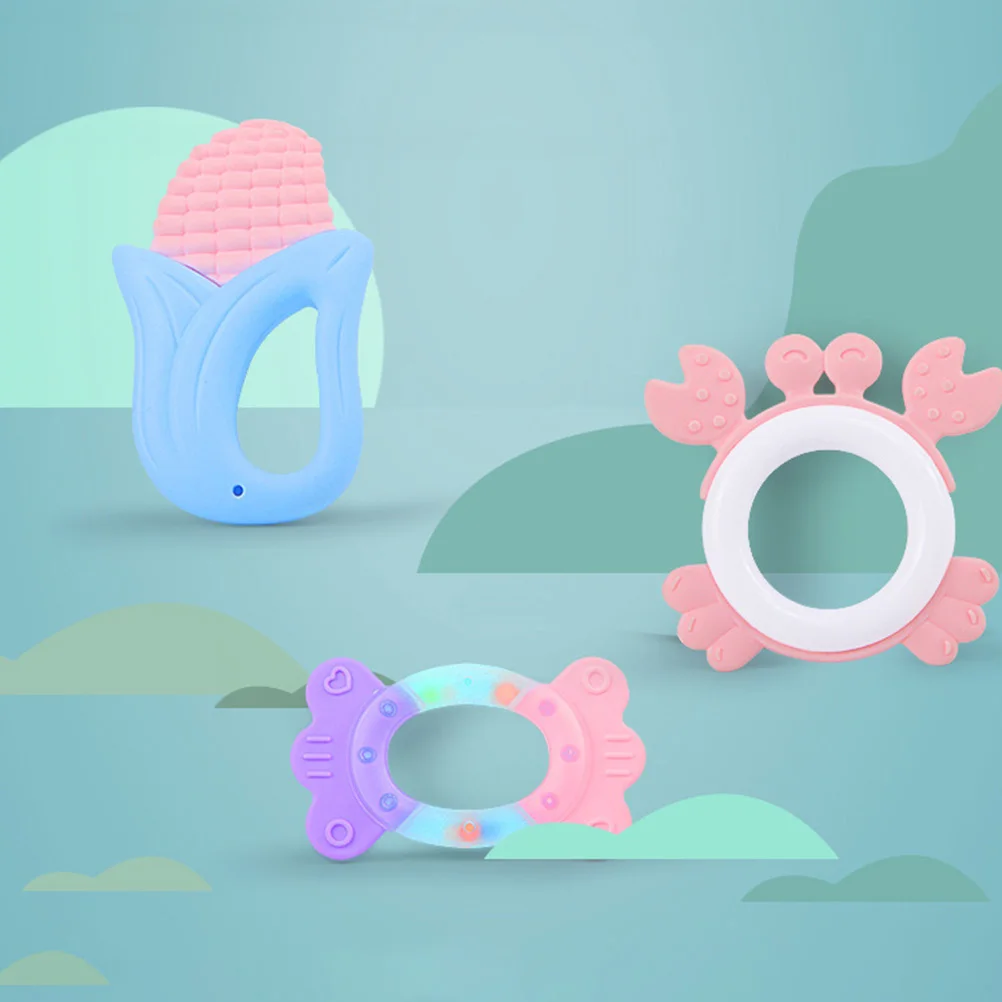 

12 шт., детская погремушка для прорезывания зубов, молярная для новорожденных малышей, силиконовая пустышка для здоровья резинки, колокольчик для младенцев, жевательное кольцо, разные формы
