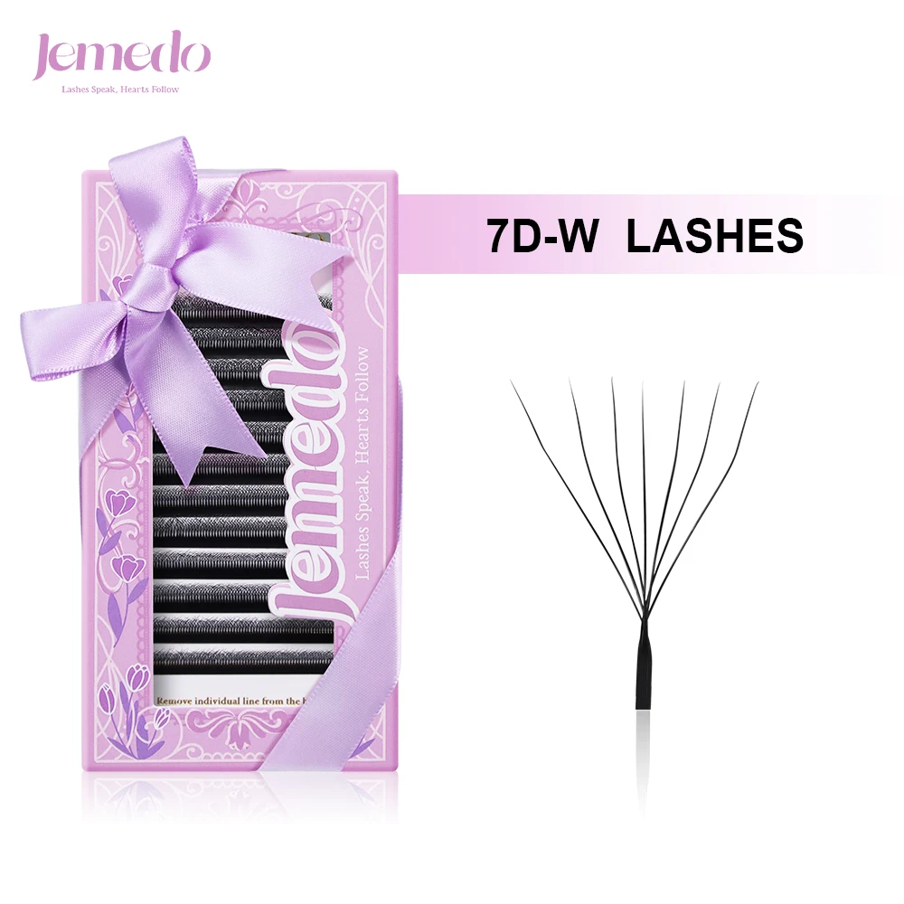 

JEMEDO 0.07mm Lash Extensions 7D W-Shape Eyelash Extensions Natural Premade Volume Fans C/D/M Curl Lashes For Beauty Eye Makeup