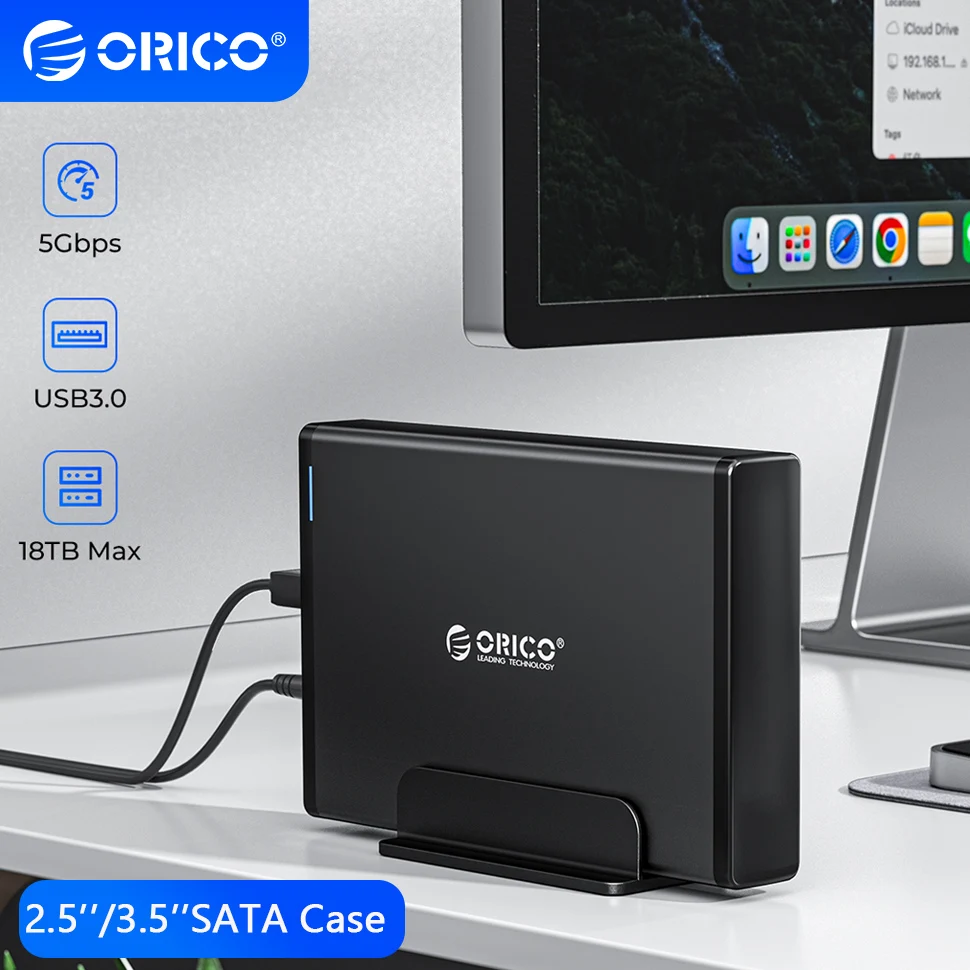 

ORICO 2.5''/3.5"inch SATA HDD Enclosure USB3.0 Hard Drive Drive External Case Type C 18TB HD Storage Box Aluminium for PC Laptop