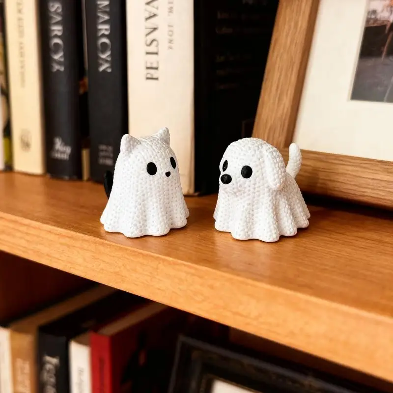 3D-gedruckte Geisterkatzen-Hundefigur Halloween Niedliche Mini-Statue Ornament für Heim- und Schreibtischdekoration sowie Partydekoration – Detail 4