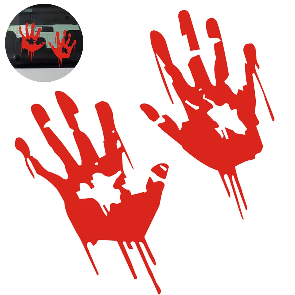 

2Pcs Bloody Handprint Reflective Car Stickers Creative Auto Decals Waterproof Car Decoration Styling Handprint Stickers