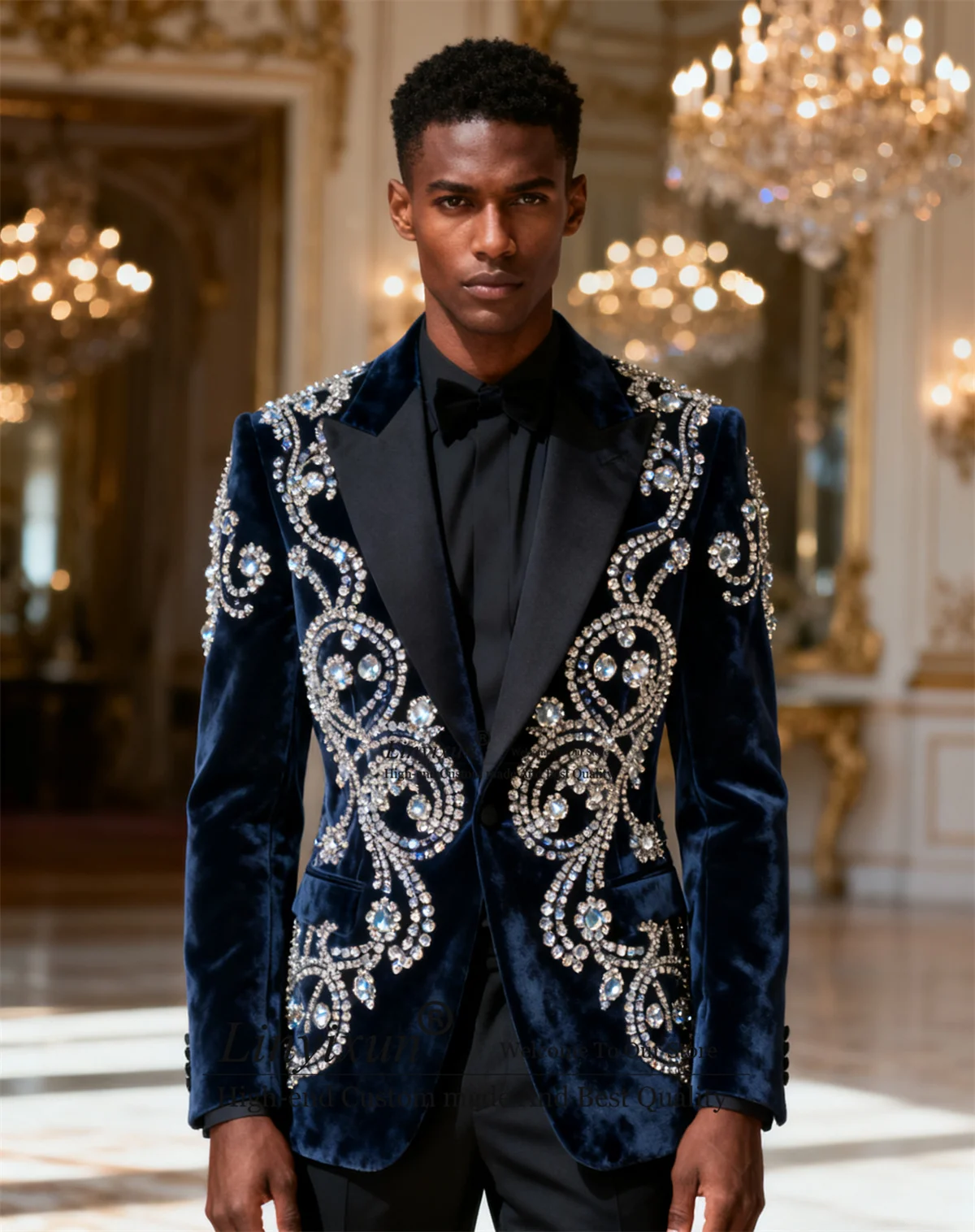 

Мужские костюмы с блестящими бриллиантами и стразами, комплекты из 2 предметов, бархатные пиджаки для жениха, индивидуальные свадебные облегающие вечерние костюмы для мужчин