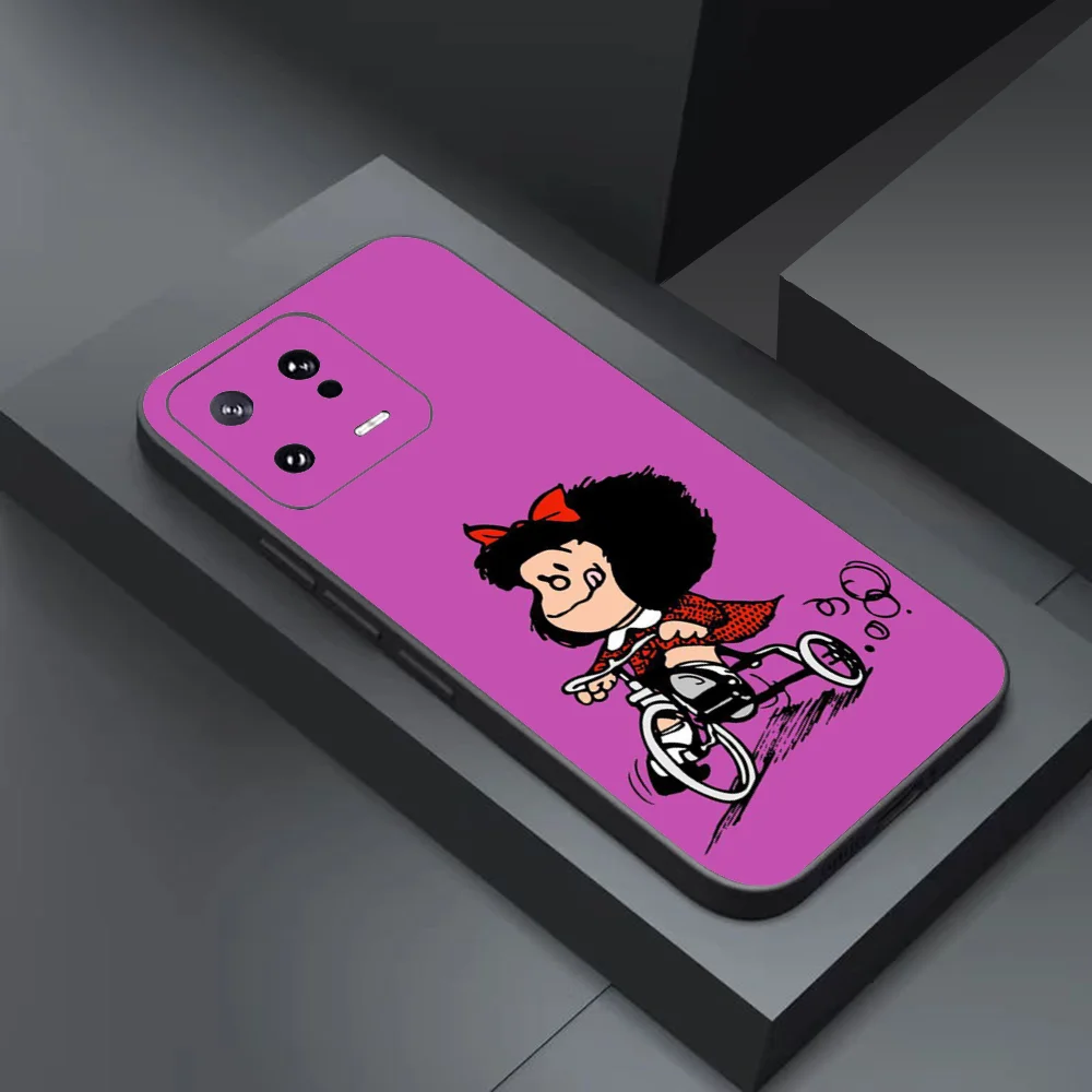 M-Mafalda Cute Phone Case For Xiaomi 11 Redmi Note 11 5G 8T 9A 9 10T Note8Pro Note9 12SUltra Black Case