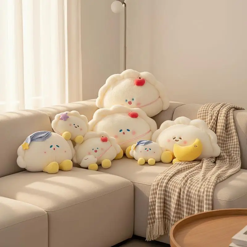 Multi-Use Dumpling Plush Pillow Soft Stuffed Cartoon Doll Adorable Throw Cushion for Nap Rest Sofa Decor Kids Birthday Gift