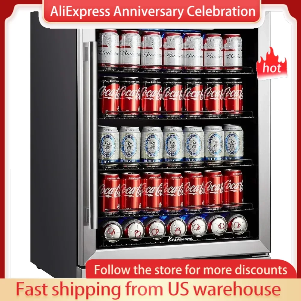 24 inch Beverage Refrigerator - 154 Cans Capacity Beverage Cooler- Fit Perfectly into 24