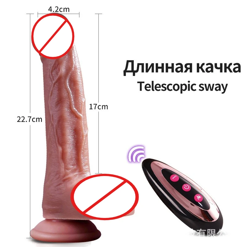 Female Dildo Vibrator, Realistic Telescopic Heating Penis, Soft Masturbator with Suction Cup, G-Spot Anal Pleasure Adult Sex Toy