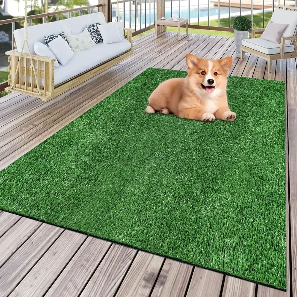 

8' x 10' Artificial Turf Mat with Drainage for Indoor and Outdoor Use, Ideal for Lawns, Balconies, and Entryways