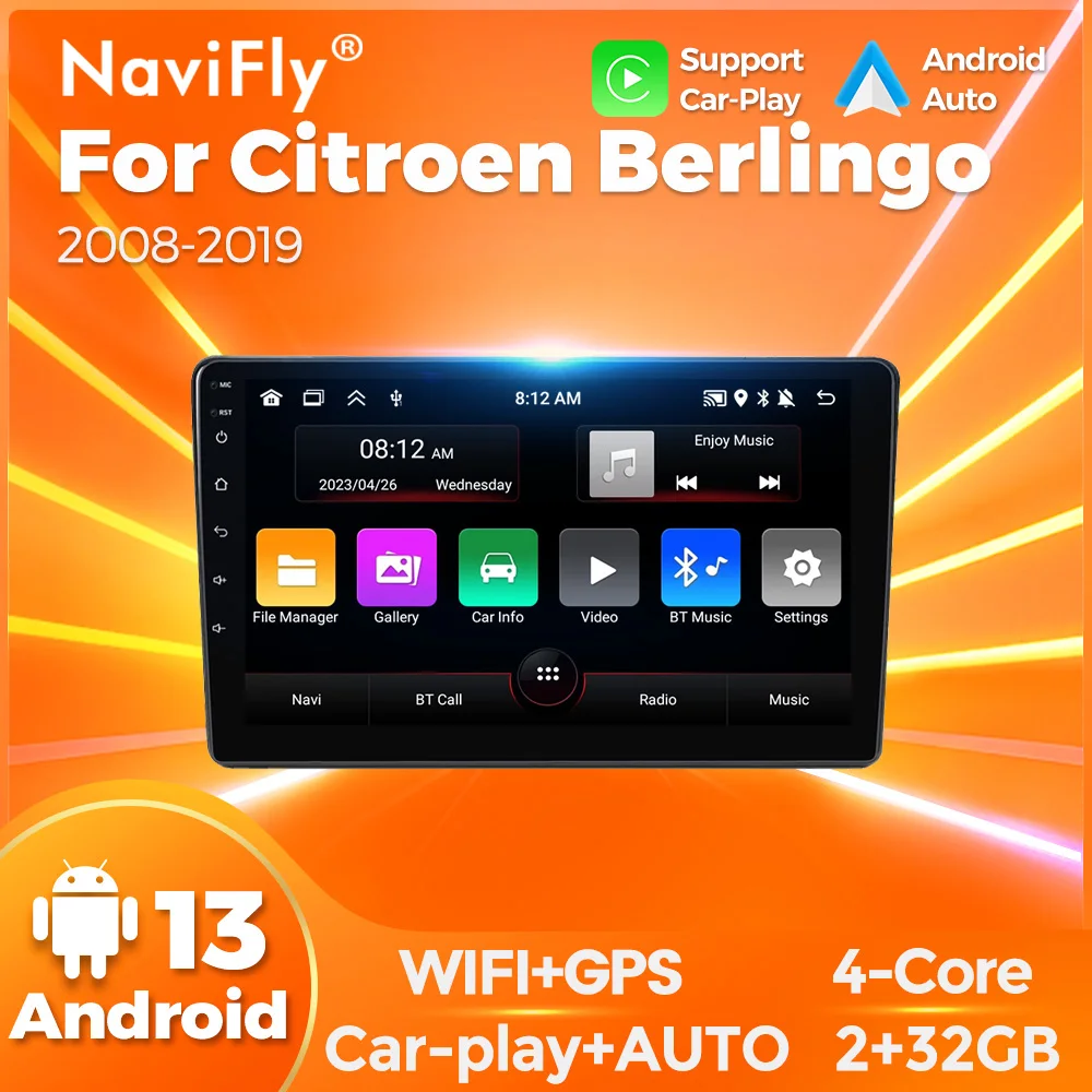 Car Radio 2 Din Stereo For Citroen Berlingo 2 B9 Peugeot Partner 2008-2018 Android Auto Multimedia Player Carplay GPS Navigation