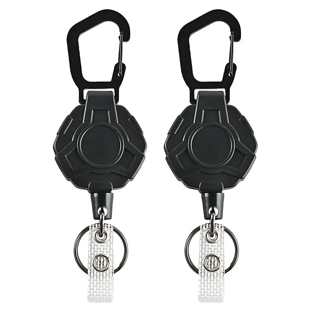 Heavy Duty Retractable Keychain with Elastic Anti-Lost Clip – 2pcs Multipurpose Key Holder for Camping Climbing
