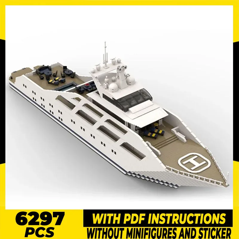 

Military Ship Model Moc Building Bricks Luxury Super Yacht Technology Modular Blocks Gifts Christmas Toys DIY Sets Assembly