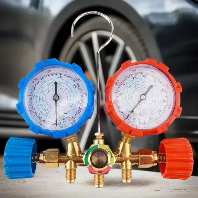 견고하게 제작된 AC 진단 매니폴드 게이지 세트, 3방향 R410A 매니폴드 측정에 이상적