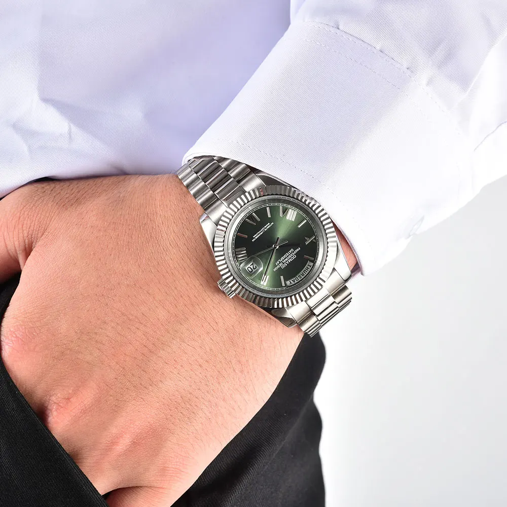 Reloj para hombre de 36mm/39mm, reloj mecánico automático con movimiento Miyota8285, logotipo personalizable, reloj de pulsera resistente al agua con cristal de zafiro