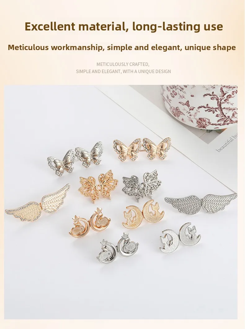 Jeans Button Adjustable Clips for Pant Skirts Waist Tightener Buckle Snap Button Adjuster Butterfly Pin Button Clothing Supplies