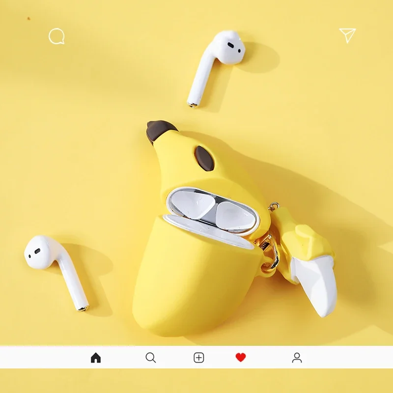 Creative Cute 3D Banana Pendant Earphone Case For Airpods 1 2 Pro Cartoon Wireless Soft Silicone Headphone Cover For Airpods 3