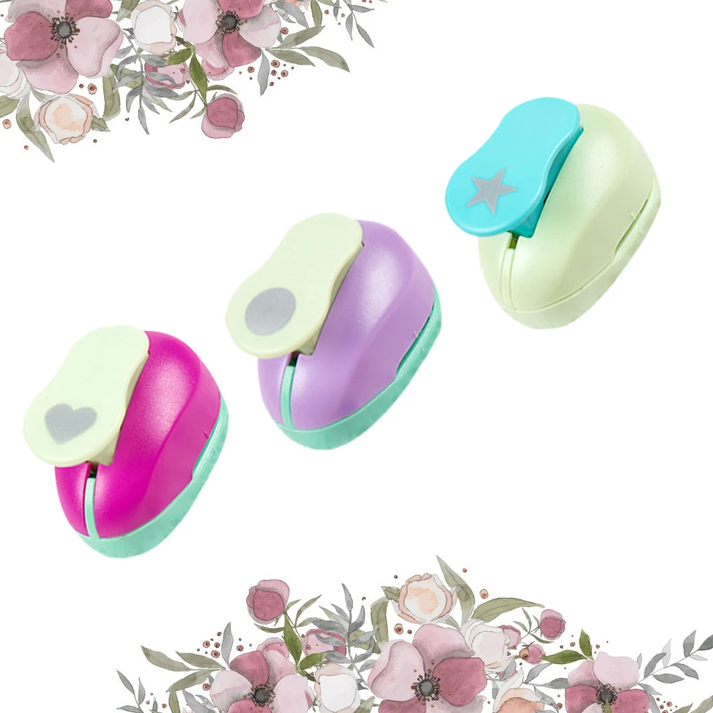 

3 Pcs Craft Punch Paper Punches Portable Punching Machine Scrapbooking Cutter Hole Puncher