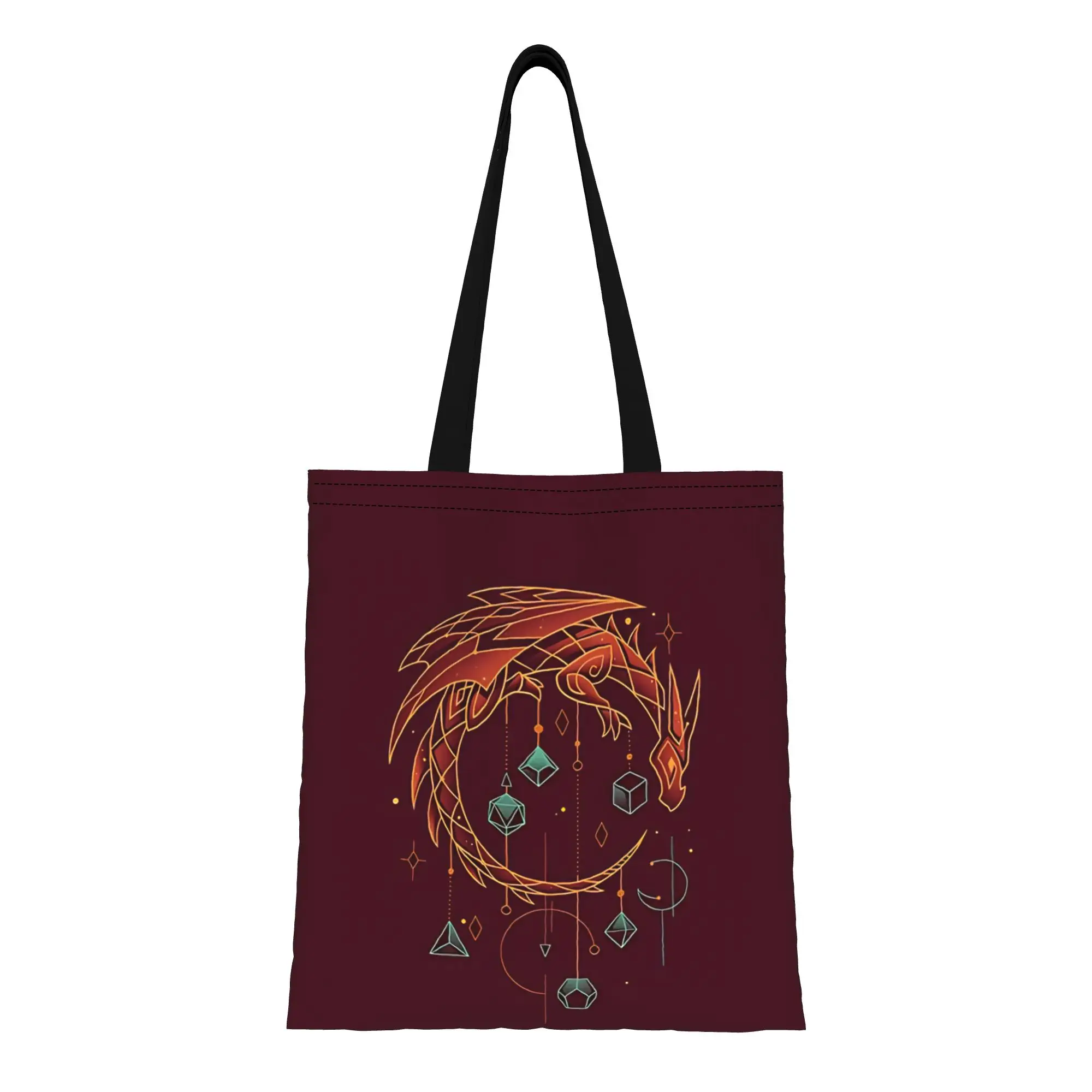 DND Balance Dragon Design Canvas Woman Tote Bag for Shopping Travel Outdoor Heavy Duty Shoulder Handbag