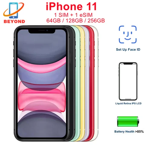 Apple iPhone 11 64/128/256GB ROM 6.1" Original Liquid Retina IPS LCD FACE ID A13 Genuine Unlocked 4G LTE 98% New Mobile Phone