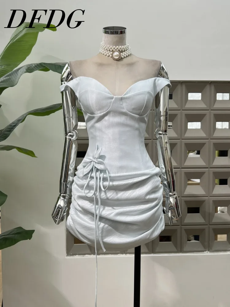 

DFDG женское платье с открытыми плечами и глубоким вырезом, 2022, корсетное платье с талией, весенние и летние вечерние вечерние платья