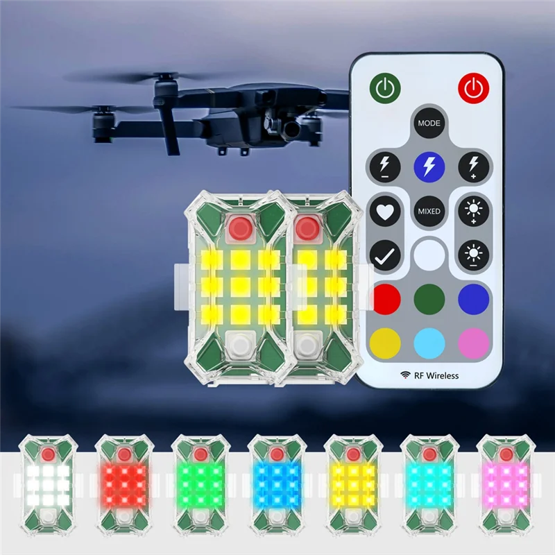 Wireless Rechargeable LED Strobe Lights With Remote Control Waterproof For Motorcycle Bike Car Drone Aircraft-Y41A