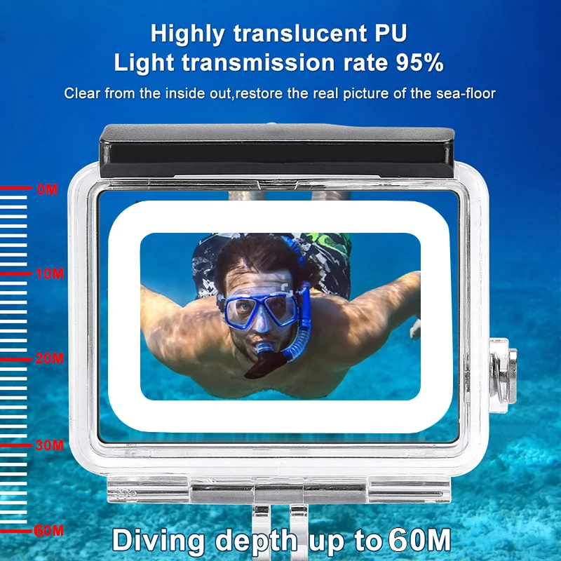 60M Dưới Nước Lặn Ốp Lưng Chống Nước Dành Cho Đi Pro GoPro 5 6 7 Anh Hùng Đen Bảo Vệ Nhà Ở Núi Với lọc Phụ Kiện