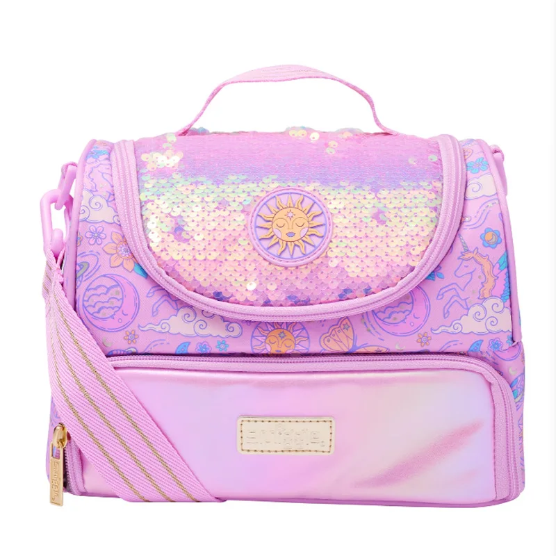 2024 New Australian Smiggle School Bag Student Stationery Pink Glitter Sun Goddess Backpack Lunch Bag Student Gift