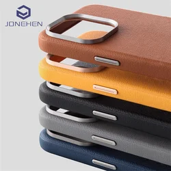 Luxury Business Slim Leather For Magsafe Case For iPhone 16 15 14 Pro Max Desert Gold Magnetic Wireless Charge Shockproof Cover