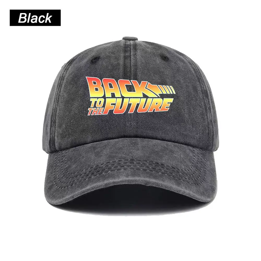 Vintage Washed Baseball Cap Back To The Future Print Graphic Unisex Streetwear Casual Trucker Style Summer Cotton Sun Hat