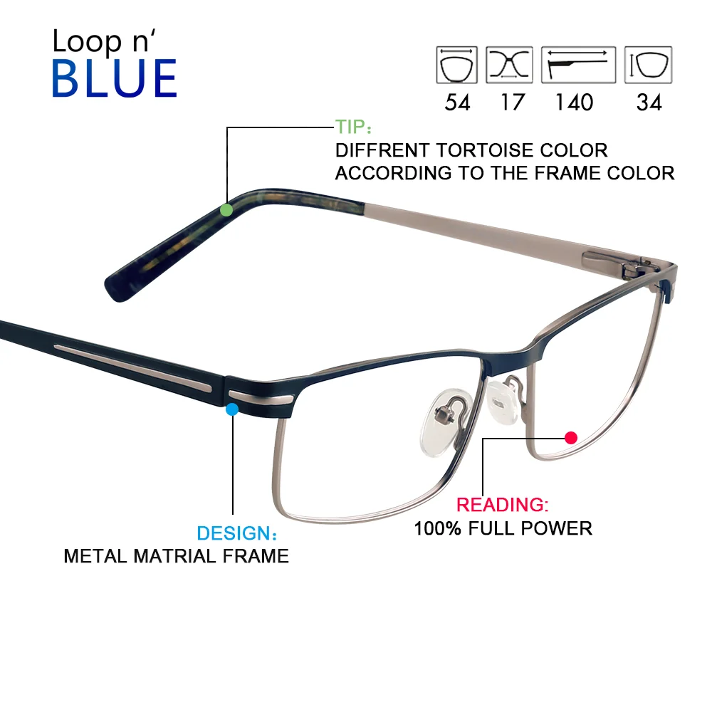 Loop Brand Design  Metal Men's Glasses Frame Square Eyeglasses Luxury Prescription Glasses Frames Optical Eyewear 6902