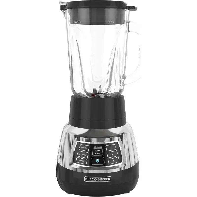 BLACK+DECKER BL1400DG-P Quiet Stainless Steel Blender with Cyclone Glass Cup