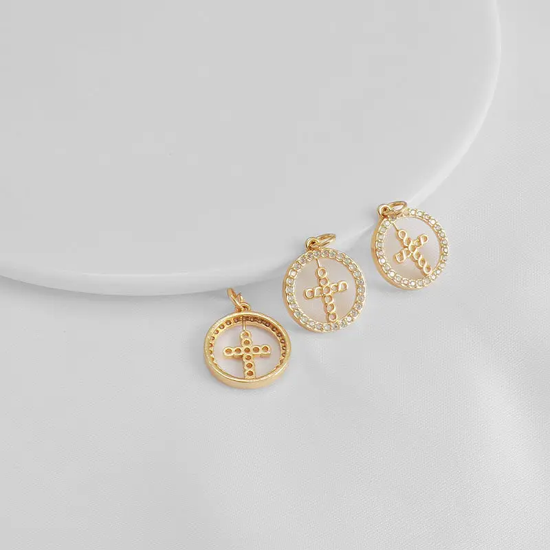 14K Copper Gold Plated Round Basket Heart Letter Zircon Inlaid Charms DIY Handmade Jewelry Pendant Findings