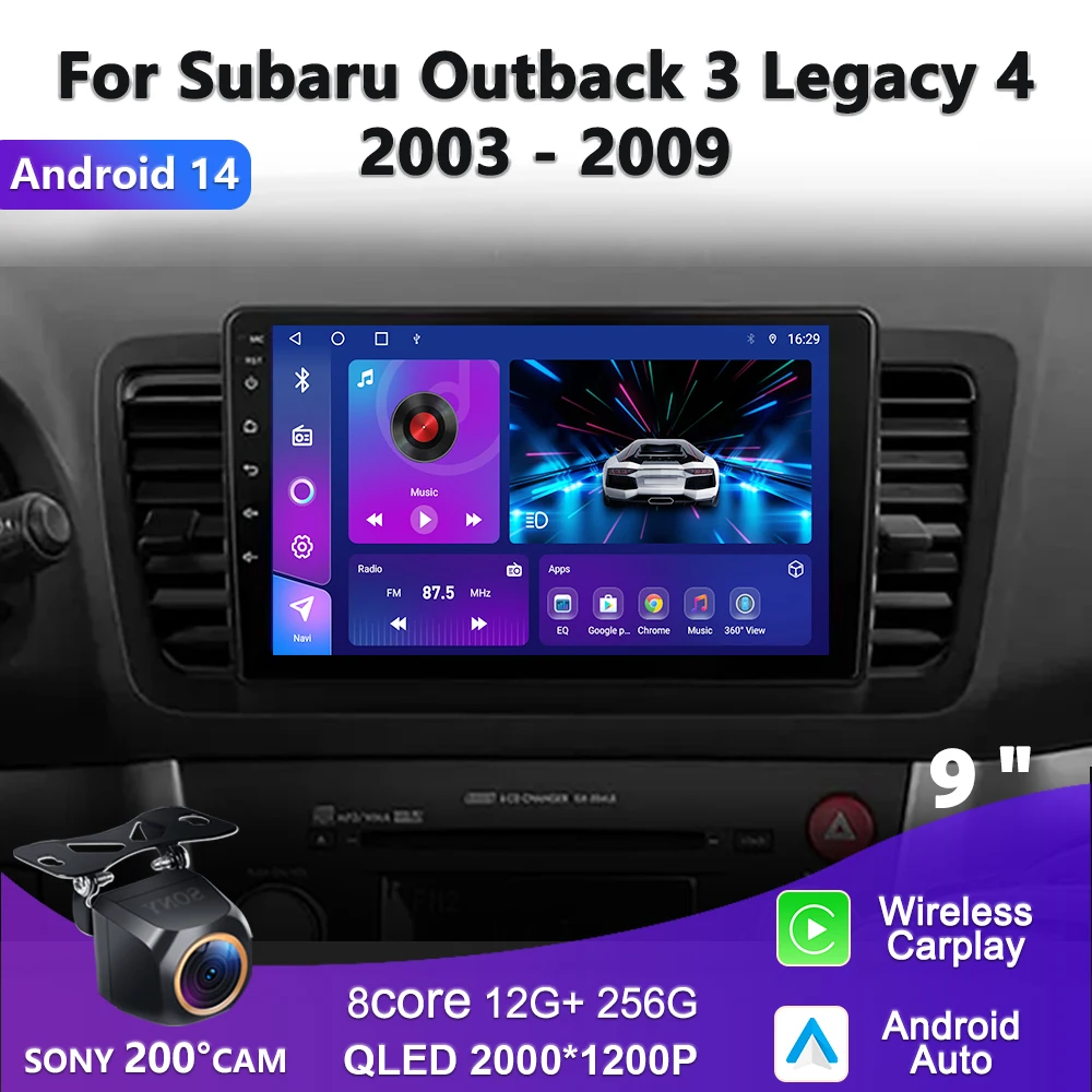 

2K Incell Screen Android 14 For Subaru Outback 3 Legacy 4 2003-2009 High-performance CPU Screen Multimedia Player GPS Navigation