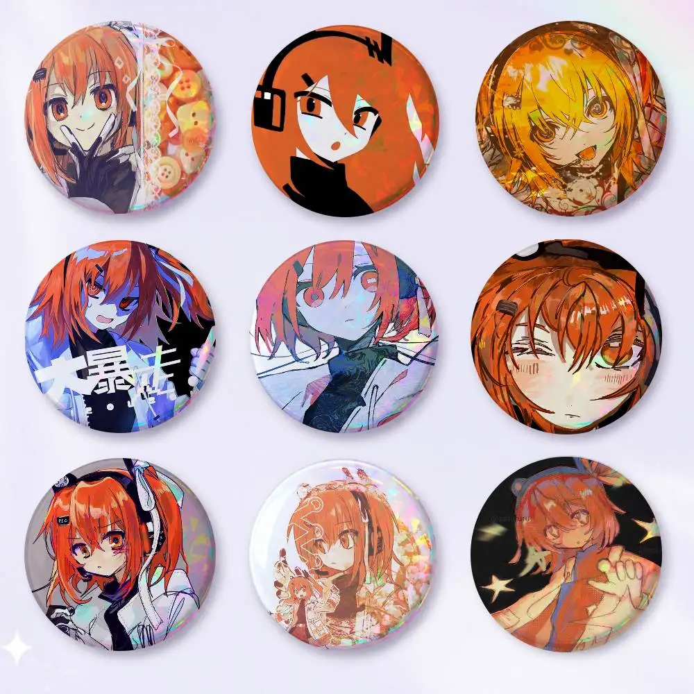 A-Orange Hair Color Adachi Rei 2 Snap-in Pins Cartoon Character Round Creative Brooches For Backpack Accessories Jewelry Gifts