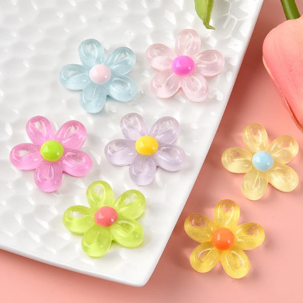 10PCS Clear Hollow Flower Series Resin Flat Back Cabochons For Scrapbooking DIY Jewelry Craft Embellishments Accessories