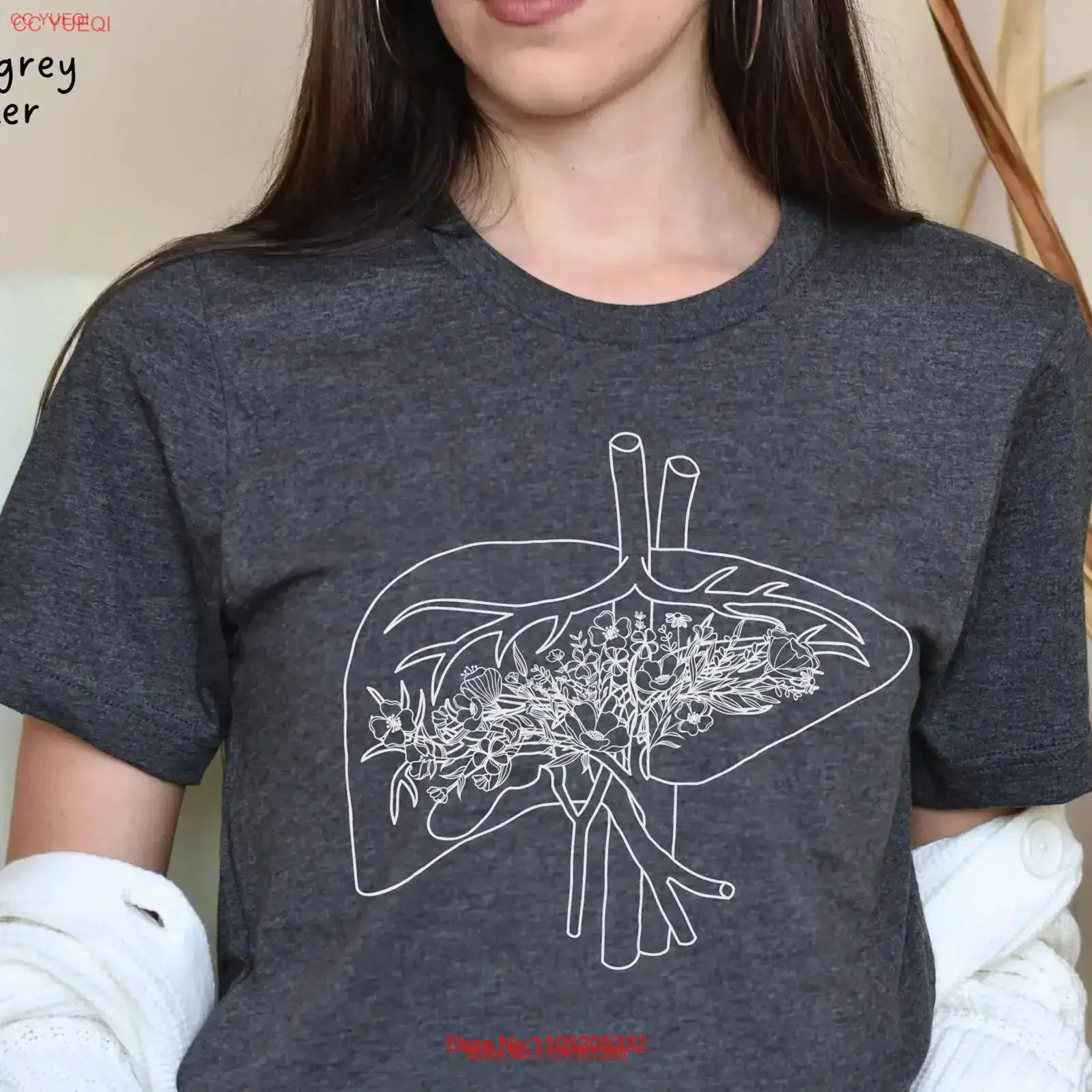 Liver T Shirt Floral Anatomy Hepatology Disease Cancer Transplant Medical Nurse vintage Washed Versatile Soft Breathable Unisex