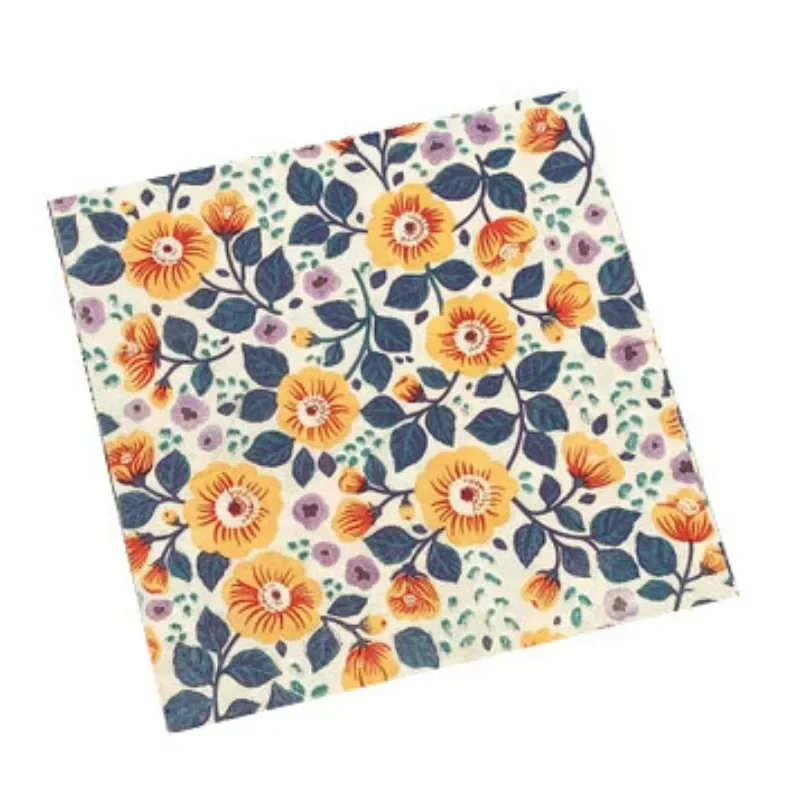 Colorful Printed Napkins Orange Flower 2 Layers Facial Tissue Paper Wedding Wine Glass Decoration Table Setting Paper 20pcs 33cm