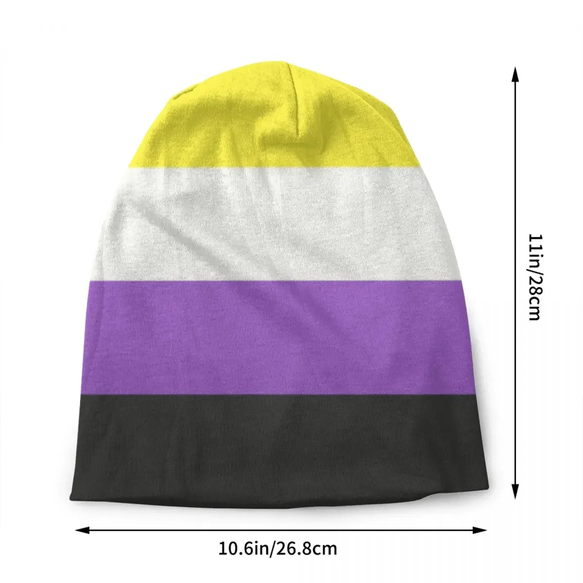 Personalized Solid Non-Binary Pride Flag Skullies Beanies Caps Men Women Unisex Cool Winter Warm Knit Hat Adult Bonnet Hats