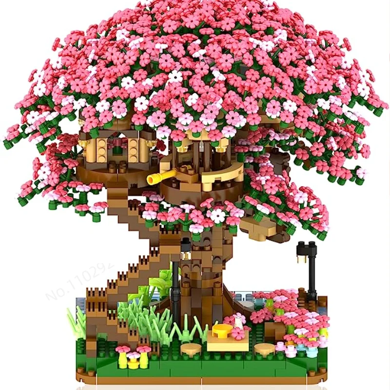 Cherry Blossom Tree House Building Kit, Cena Original, Música, Árvore dos Desejos, Sinfonia, Sakura, 1500pcs