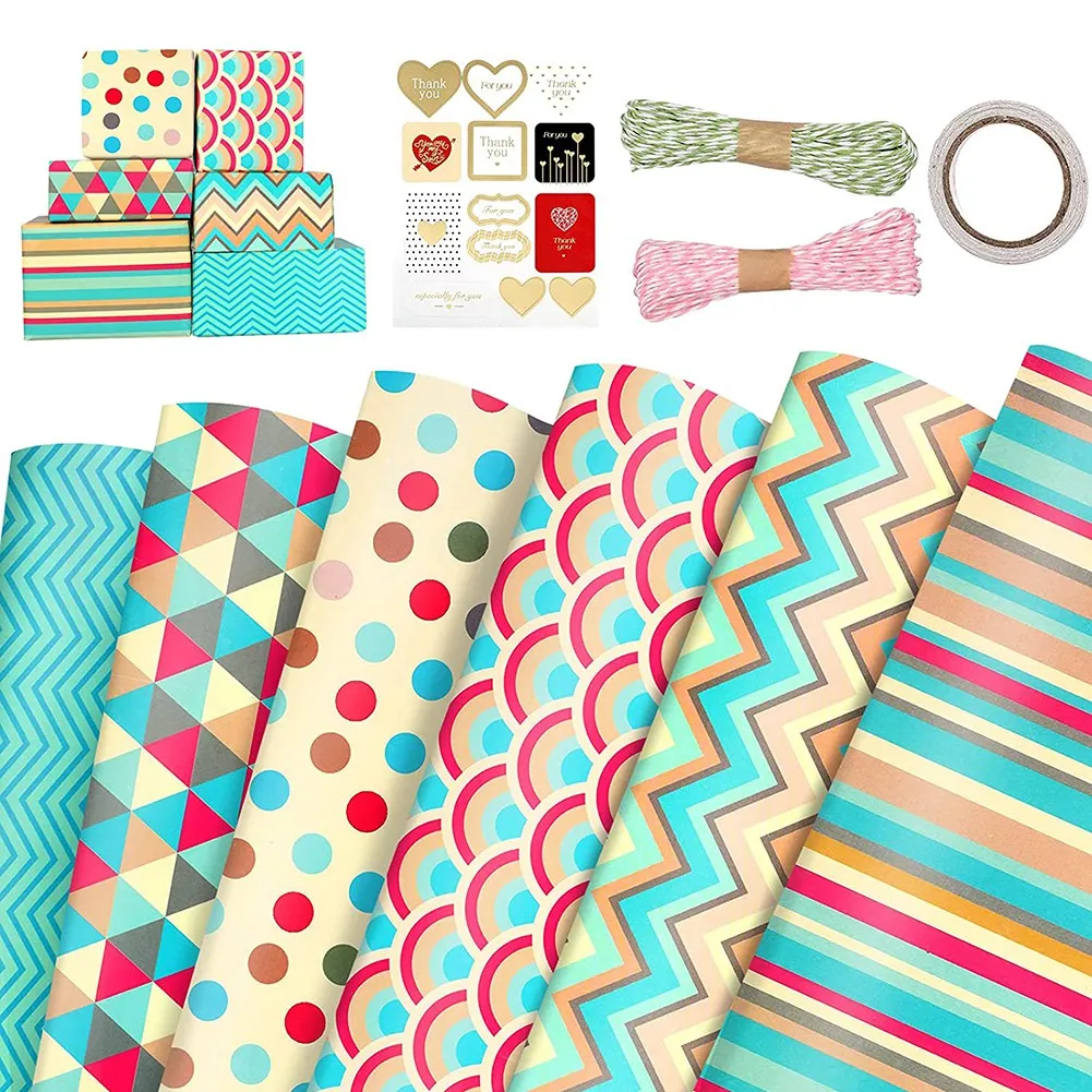 

EYFL-Wrapping Paper Sheets,for Christmas Birthday Party Wrapping Paper Set 6 Pcs Gift Wrap Papers,Present Gift Wrapping Paper