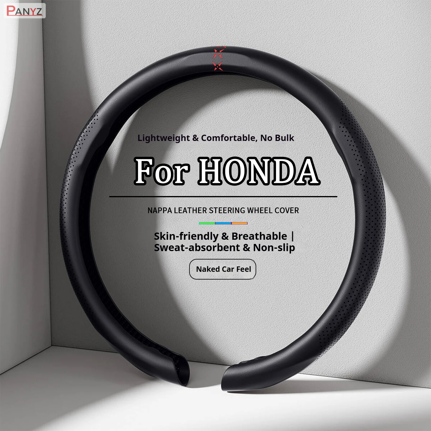 For HONDA CRV Accord Civic Fit Odyssey Elysion Nappa Leather grain Car Steering Wheel Cover Breathable and Anti Slip Accessories