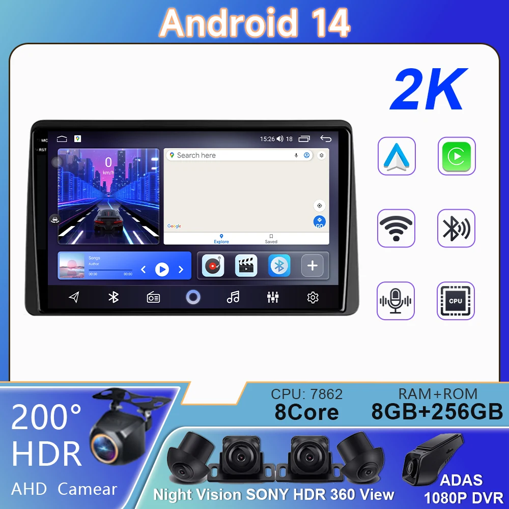 

2 din Android 14 Car radio For Renault Duster HM 2 2020 2021 Arkana 1 2019-2021 Multimedia Player 4G GPS WIFI Carplay Auto Radio