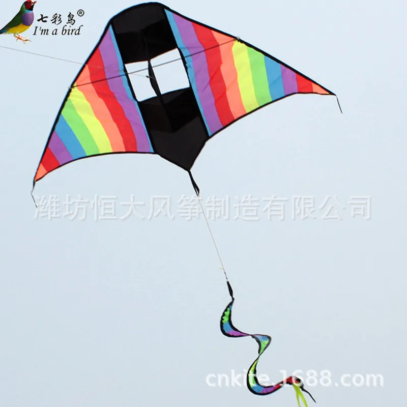 Weifang Kite Spiral Tail Three-dimensional Triangle Kite Rainbow Strip Children's Favorite Easy to Fly Kids Birthday Gift