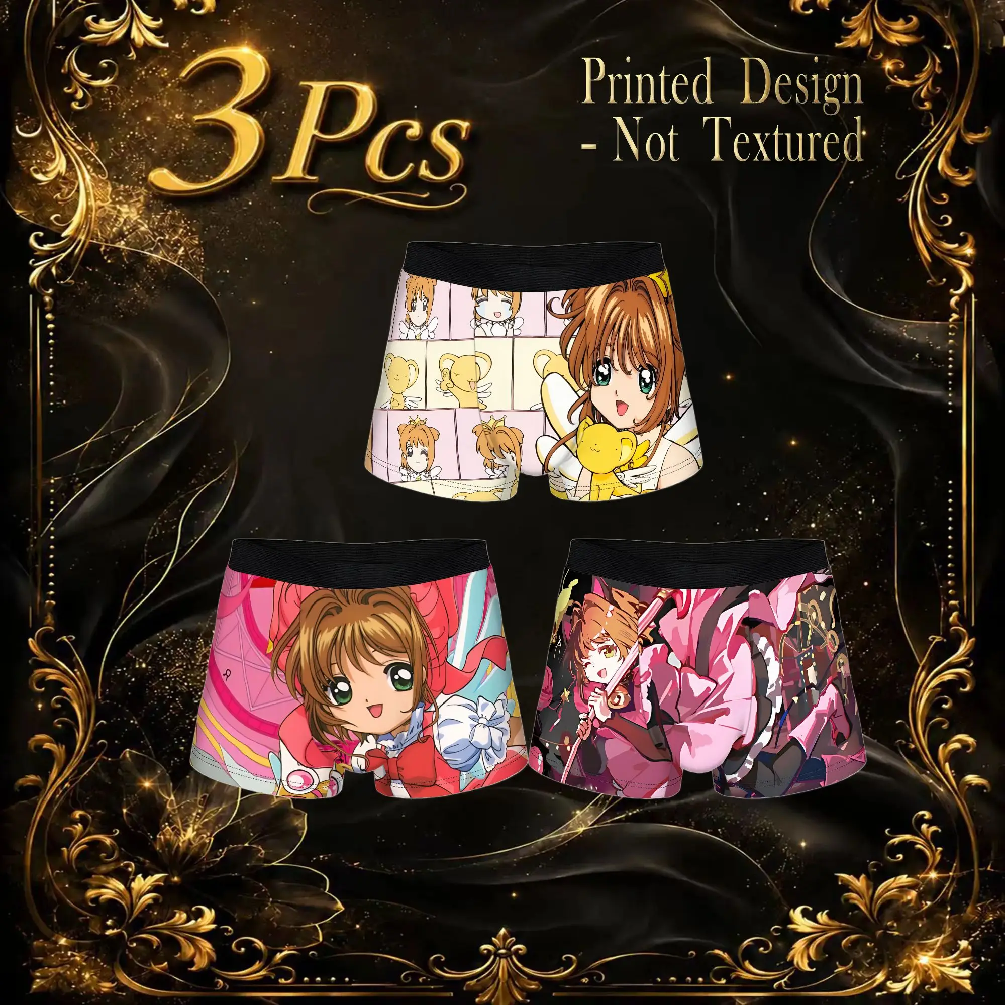3Pcs Anime Cardcaptor Sakura boxers  Underpants Homme Panties Men's Underwear Sexy Shorts Boxer Briefs